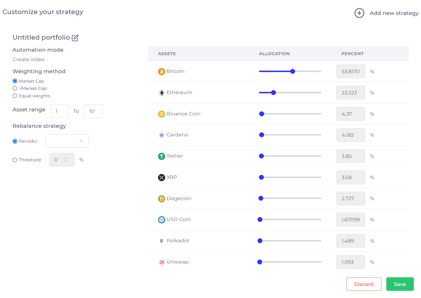 Screenshot index mode overview